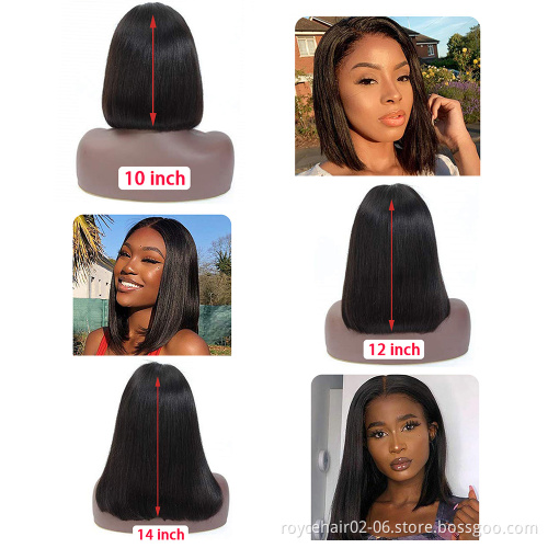 Cheap Thick Brazilian Virgin Human Hair10 Inch Bob Wig Remy Pre Plucked Short 13x6x2 Lace Front Wig